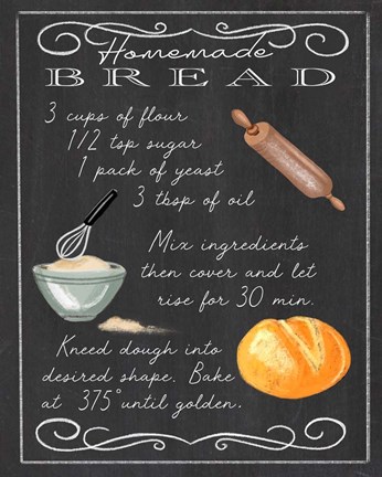 Framed Homemade Bread Recipe Print