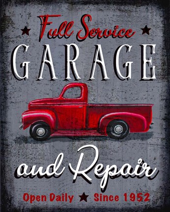 Framed Full Service Garage Print