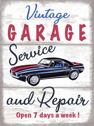 Framed Vintage Garage Print