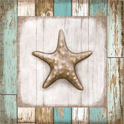 Framed Starfish on Beach Print