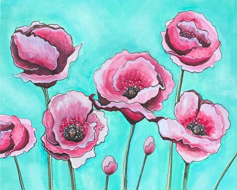 Framed Pink Poppies I Print