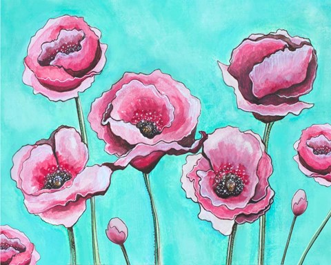 Framed Pink Poppies II Print