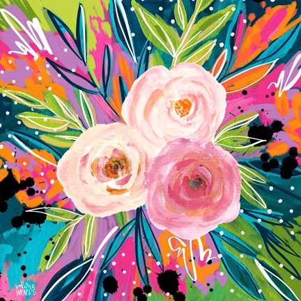Framed Pink Floral II Print