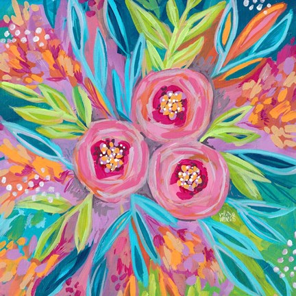 Framed Bright Painted Floral Print