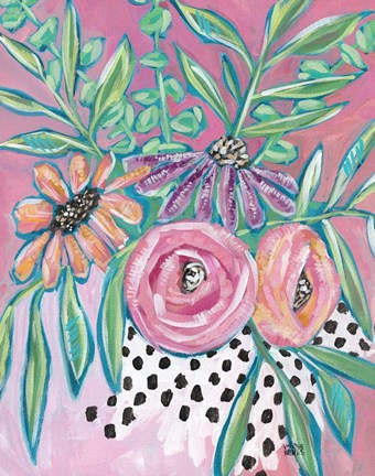 Framed Floral Dots Print