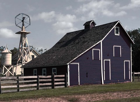 Framed Blue Barn Print