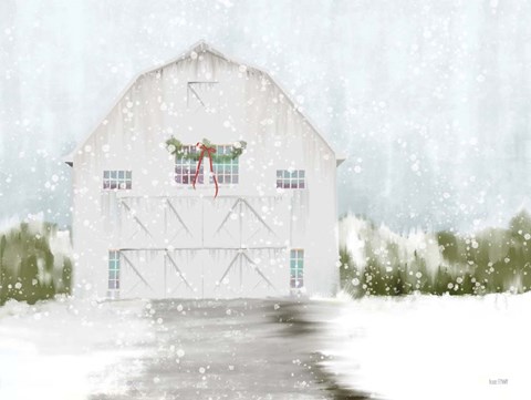 Framed Christmas Barn Print