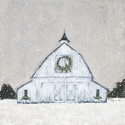 Framed Christmas Snowy Barn Print