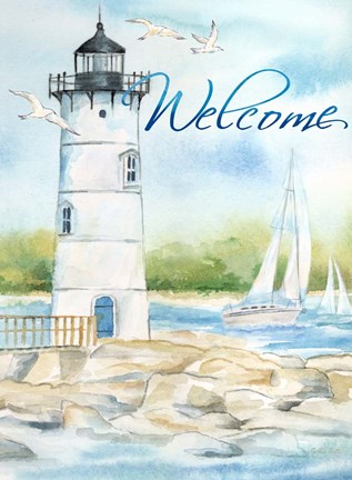 Framed East Coast Lighthouse portrait I-Welcome Print