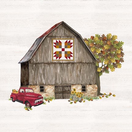 Framed Fall Barn Quilt III Print