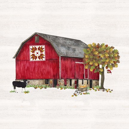 Framed Fall Barn Quilt IV Print