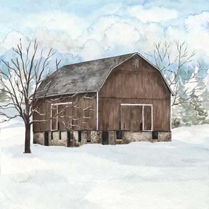 Framed Winter Barn Quilt I Print