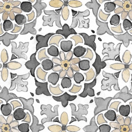 Framed Turkish Tile Neutral I Print