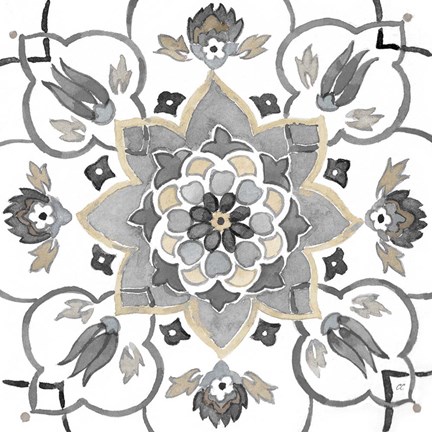 Framed Turkish Tile Neutral III Print