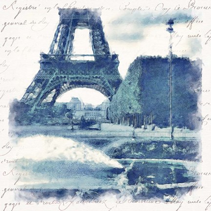 Framed Paris in Blue I Print