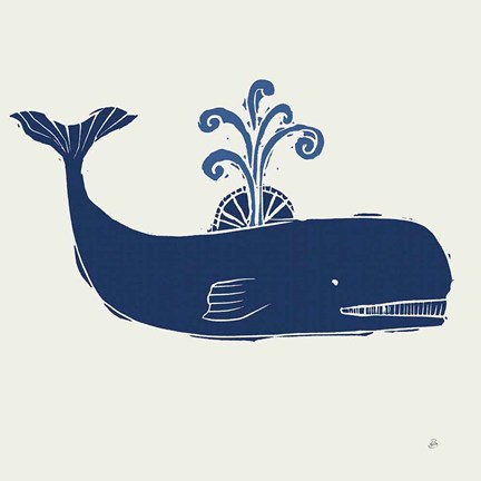 Framed Primitive Sea I Navy Print