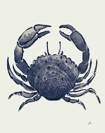 Framed Ocean Finds V Navy Print