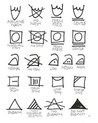 Framed Laundry Room Icons White Print