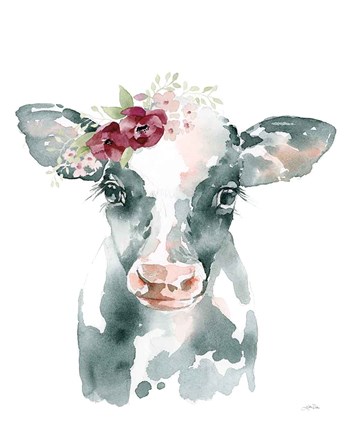 Framed Floral Cow Print