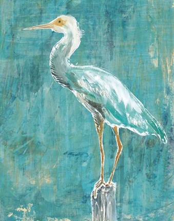 Framed Coastal Egret II Dark Print