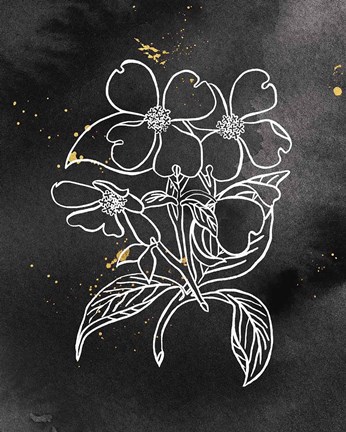 Framed Indigo Blooms III Black Print