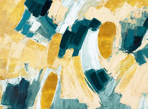 Framed Gold and Teal Afterglow Print