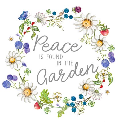 Framed Peace Is Found In The Garden Print