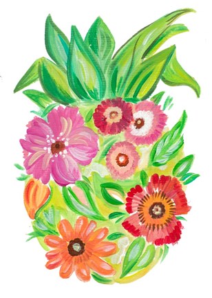 Framed Tropical Blooming Pineapple Print