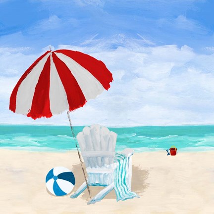 Framed Beach Chair with Umbrella Print