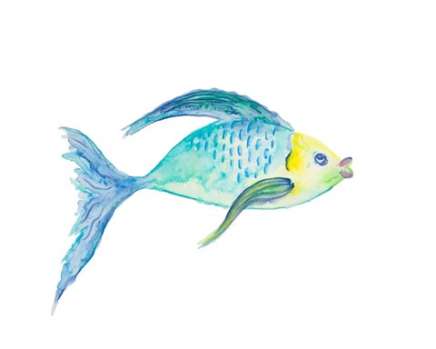 Framed Yellow and Blue Fish I Print
