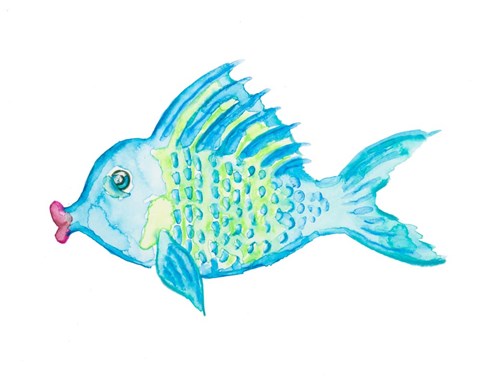 Framed Yellow and Blue Fish II Print