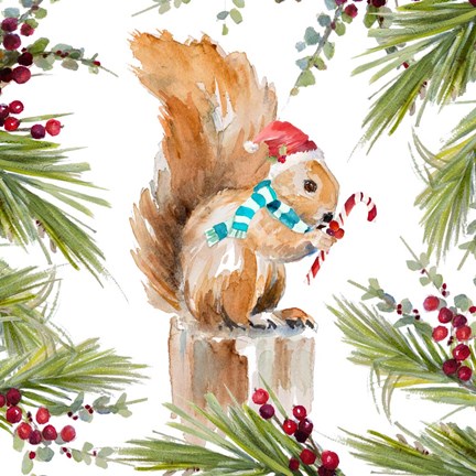 Framed Holiday Squirrel Print