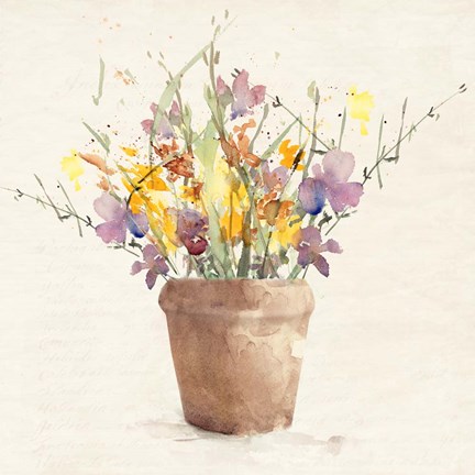 Framed Potted Wildflowers I Print