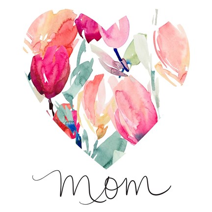 Framed Mom With Tulip Heart Print