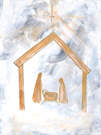 Framed Nativity Silver and Gold Print