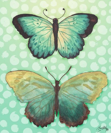 Framed Butterfly Duo in Teal Print