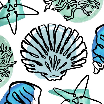 Framed Coastal Contours Fusion I Print