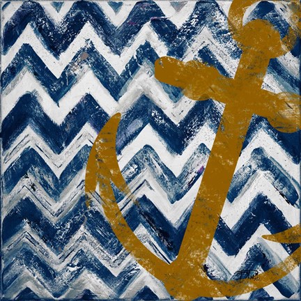 Framed Nautical Chevron I Print