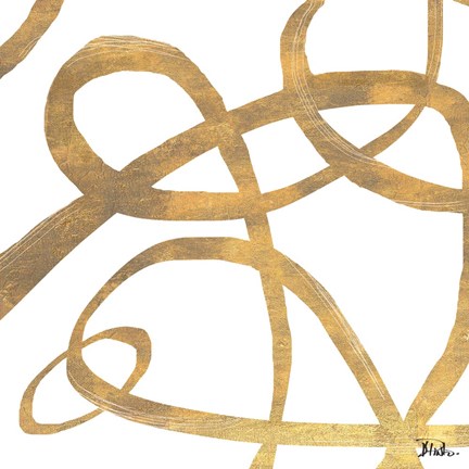 Framed Golden Swirls Square II Print