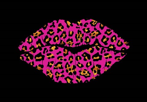 Framed Pink Leopard Lips Print