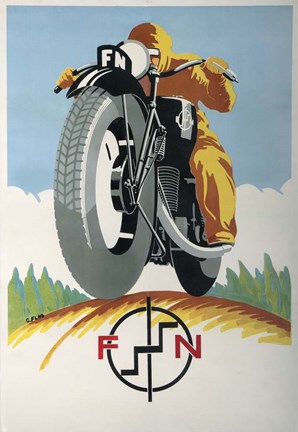 Framed Art Deco Motorcycle Ad 1934 Print