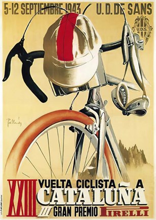 Framed Cataluna Cyclist Gran Premio Race 1943 Print