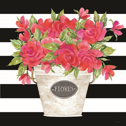 Framed Fuchsia Flores Stripes Print