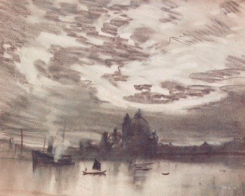 Framed Moonlight Over Venice 1 Print