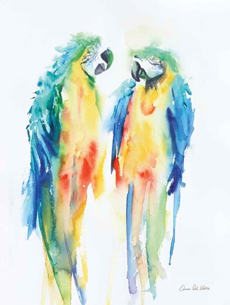 Framed Colorful Parrots I Print
