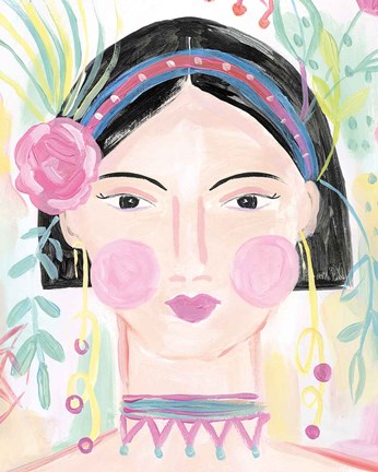 Framed Boho Lady V Print