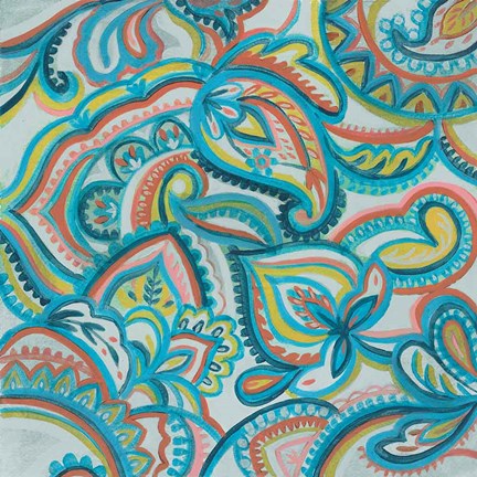 Framed Emerald Paisley II Print