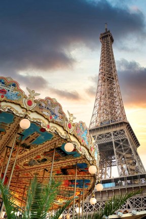 Framed Eiffel Tower and Carousel II Print