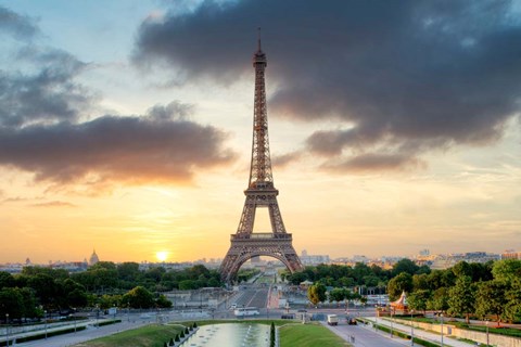 Framed Eiffel Tower Sunset Print