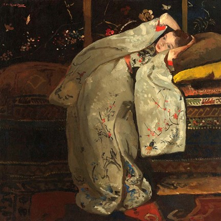Framed Girl in a White Kimono, 1894 Print